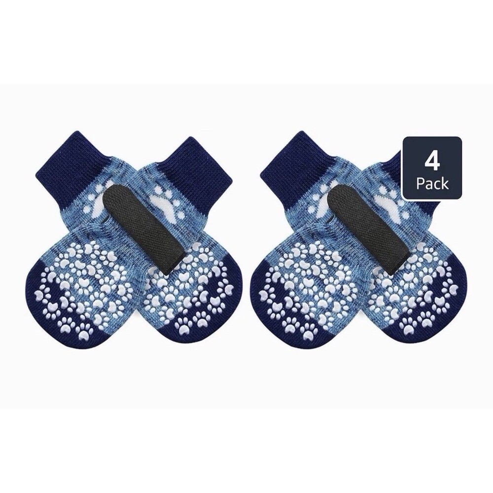 Expawlorer Anti Slip Dog Socks - 4 Pack, Blue, ** NEW **